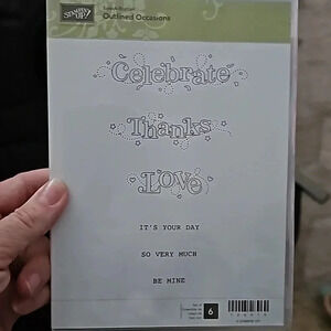 Stampin’ Up! Retired Stamp Set - Outlined Occasions Celebrate Thanks Love Unused